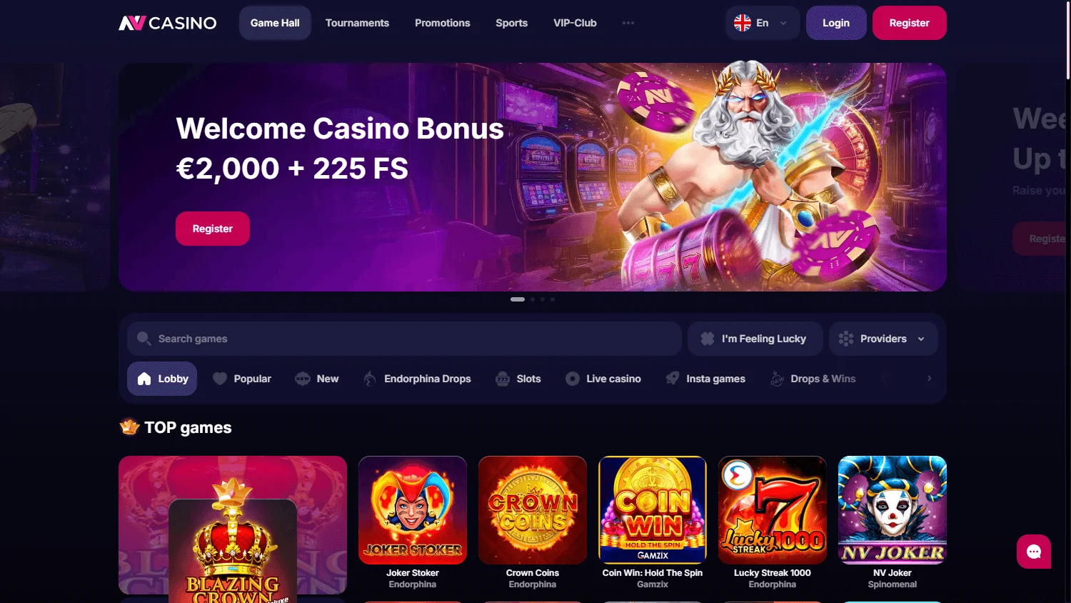 Zrzuty ekranu NV Casino